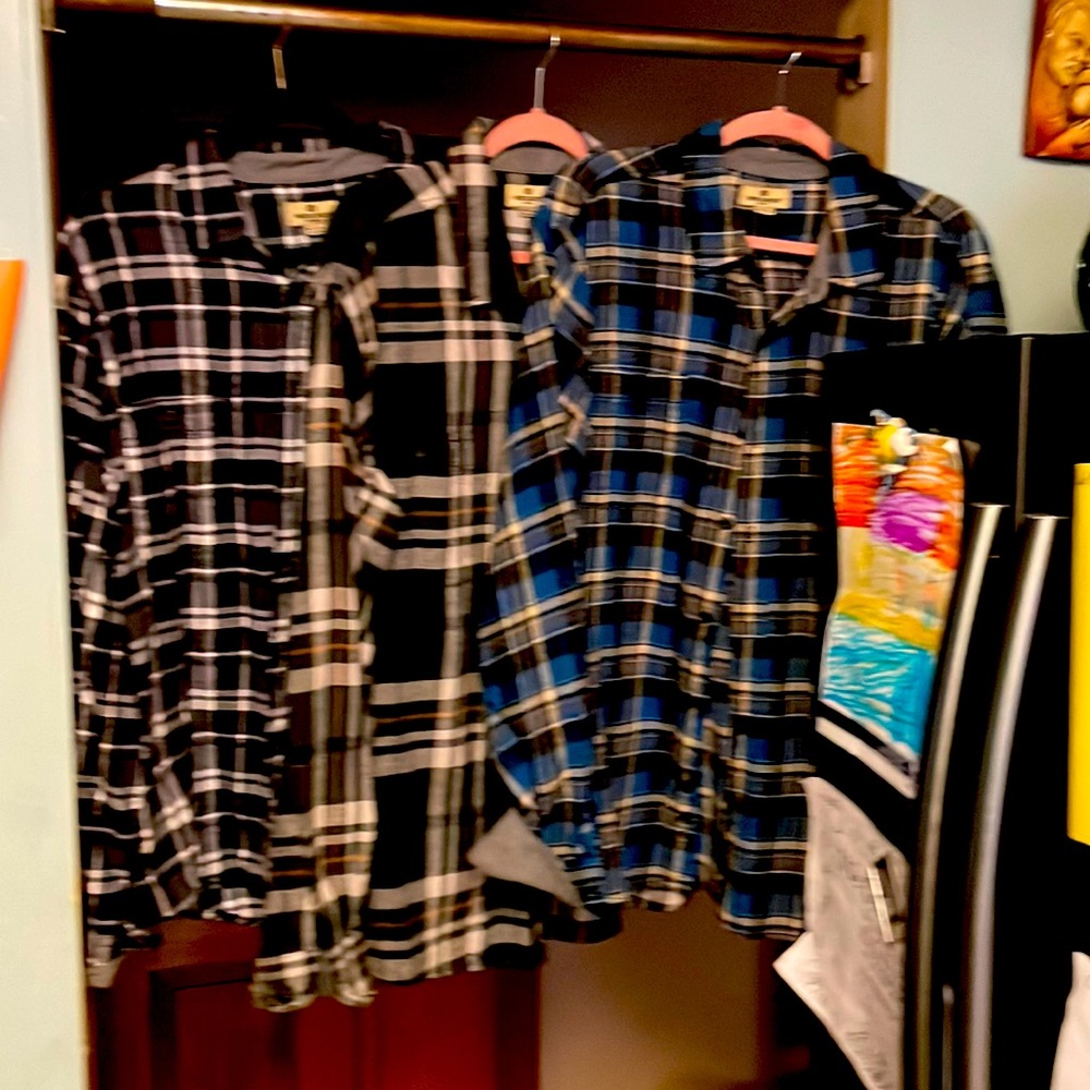 Plaid shirts only worn once, got them at BJ’s last year, very comfortable.